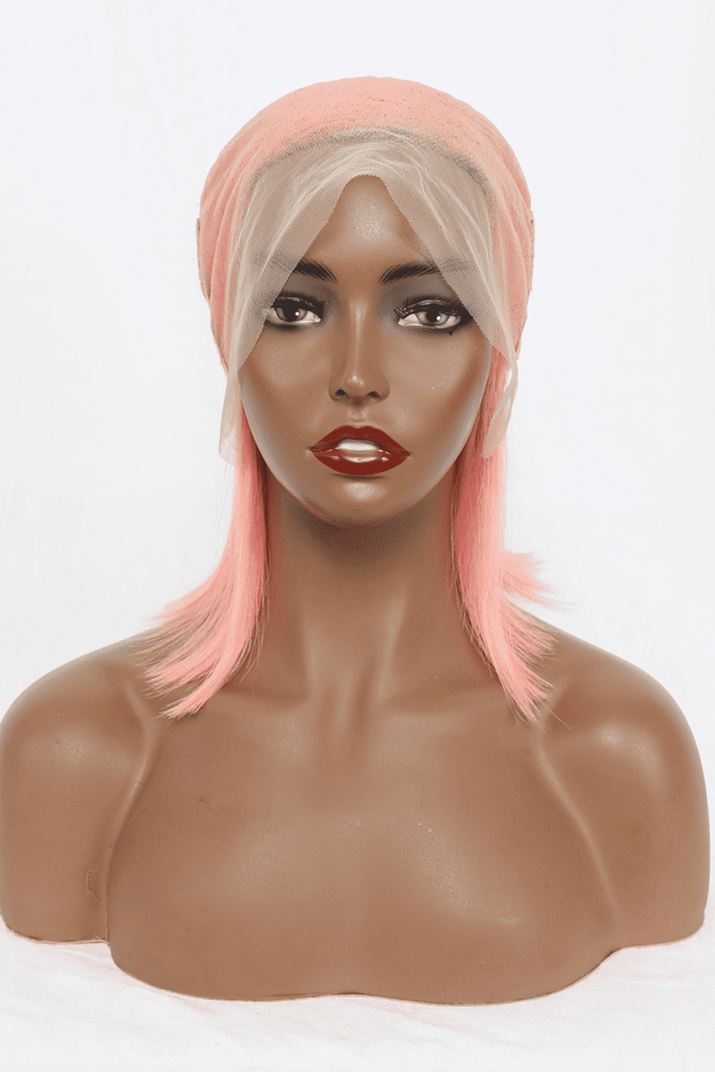Embrace Vibrant Style: 12" 165g Lace Front Wigs in Rose Pink, 150% Density