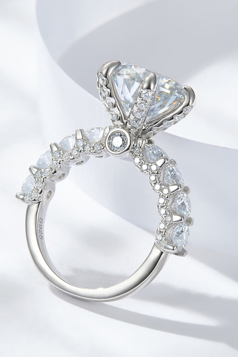 "Unparalleled Brilliance: 3-Carat Moissanite Platinum-Plated Side Stone Ring by Burkesgarb"