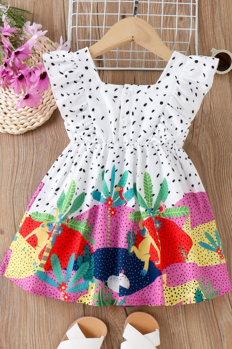 Adorable and Stylish: Girls Printed Ruffled Dress at Burkesgarb