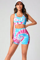 Stay Stylish and Active with the Tie-Dye Sports Bra and Shorts Set at Burkesgarb