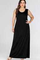 Elegance in Every Step: Plus Size Scoop Neck Maxi Tank Dress at Burkesgarb