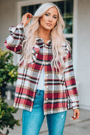 Double Take Plaid Button Front Shirt Jacket at Burkesgarb - Embrace Cozy and Chic Style