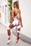 Vibrant and Stylish: Tie-dye Crop Top and Leggings Set at Burkesgarb
