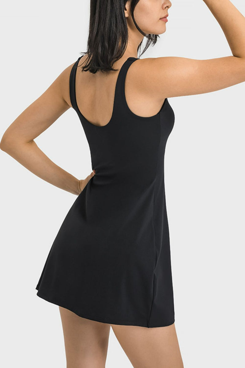 "Stylish and Functional: Square Neck Sports Tank Dress at Burkesgarb