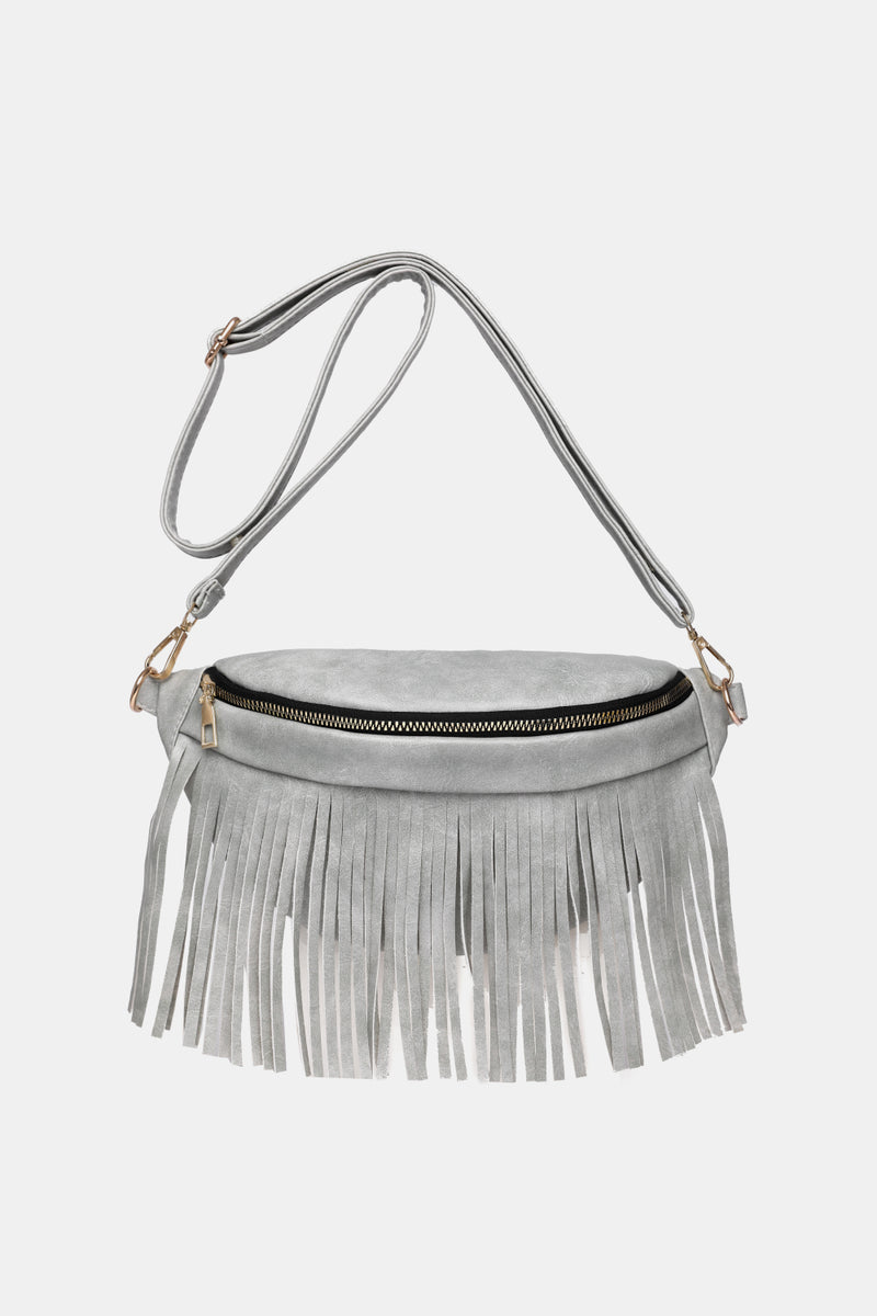 Add a Touch of Boho Chic to Your Outfits with the Fringed Leather Sling Bag at Burkesgarb