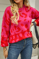 Embrace Effortless Style with the Leopard Round Neck Dropped Shoulder Sweater at Burkesgarb