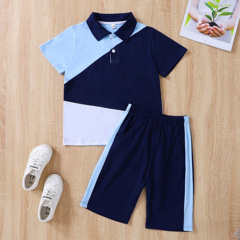 Classic and Stylish: Kids Dark Navy Polo Shirt and Shorts Set at Burkesgarb