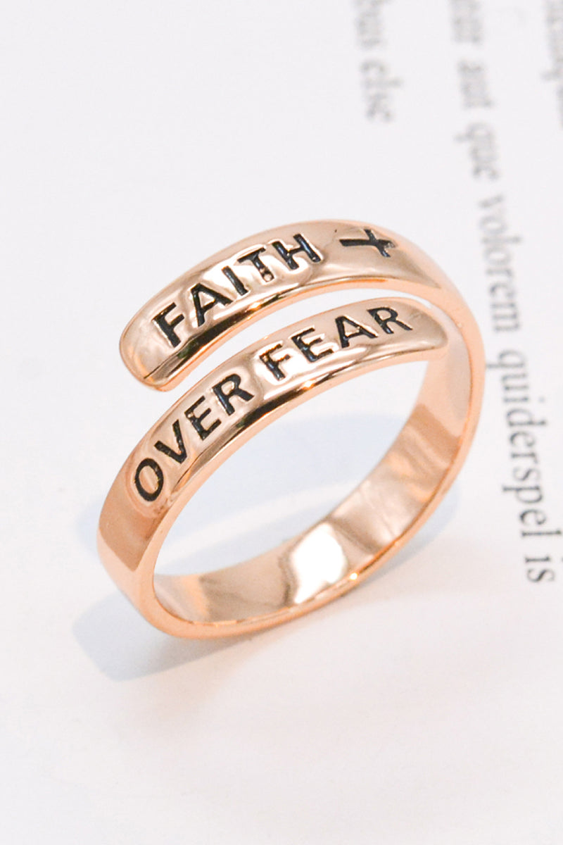 Embrace Strength and Faith with the Sterling Silver FAITH OVER FEAR Bypass Ring at Burkesgarb