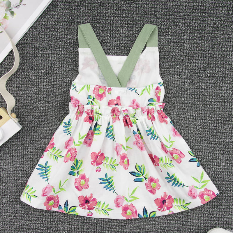 "Charming and Stylish: Floral Ruffled Sleeveless Dress for Babies by Burkesgarb | Adorable and Comfortable Baby Outfit"