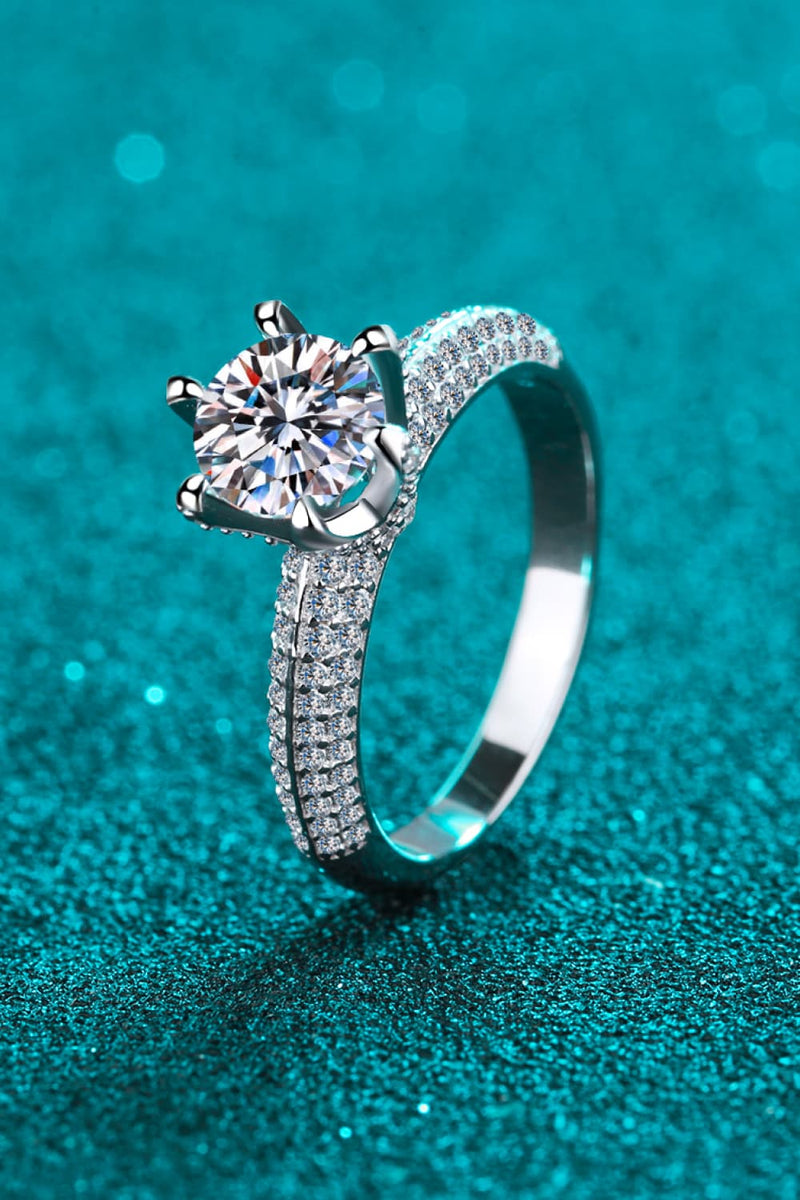 Sparkling Elegance: 2 Carat Moissanite 925 Sterling Silver Side Stone Ring at Burkesgarb