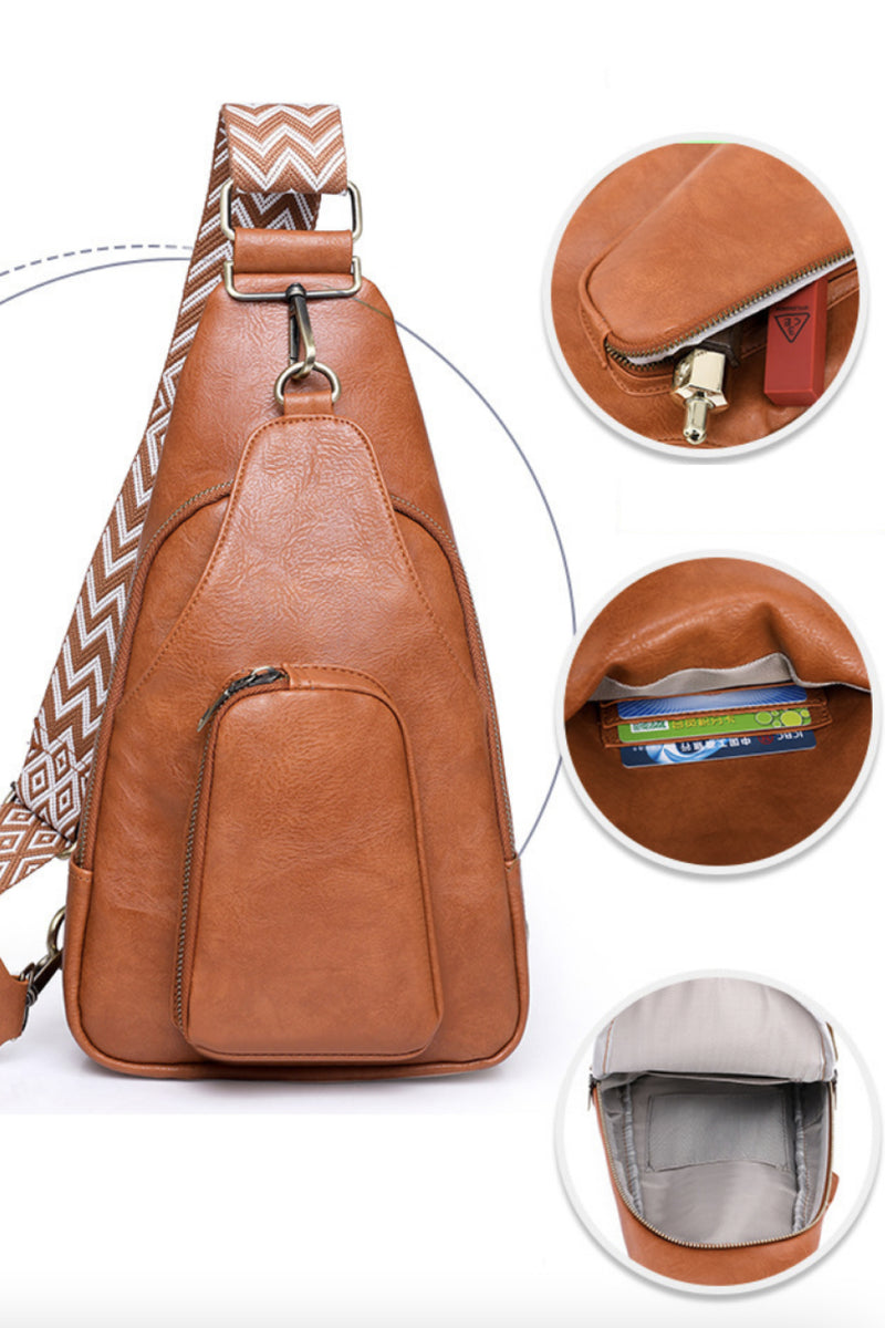 Explore in Style with the Burkesgarb Take A Trip PU Leather Sling Bag