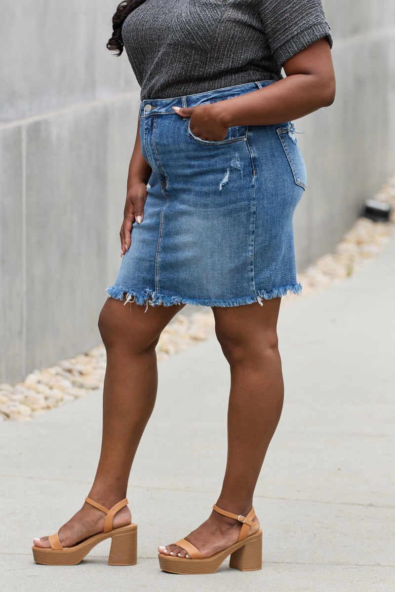 Elevate Your Style with the RISEN Amelia Denim Mini Skirt | Burkesgarb