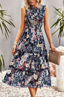 Stylish Sleeveless Floral Design Dress at Burkesgarb - Perfect for Any Occasion