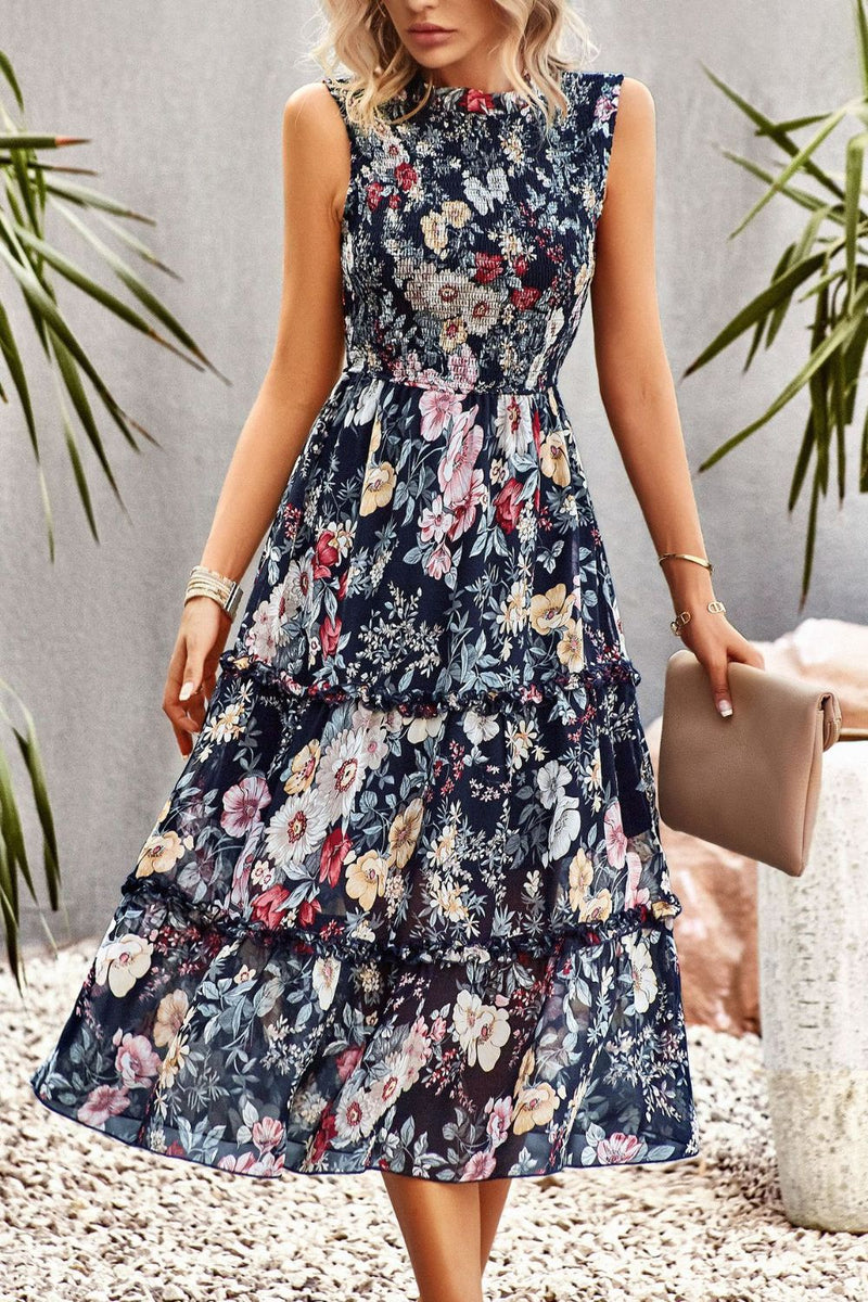 Stylish Sleeveless Floral Design Dress at Burkesgarb - Perfect for Any Occasion