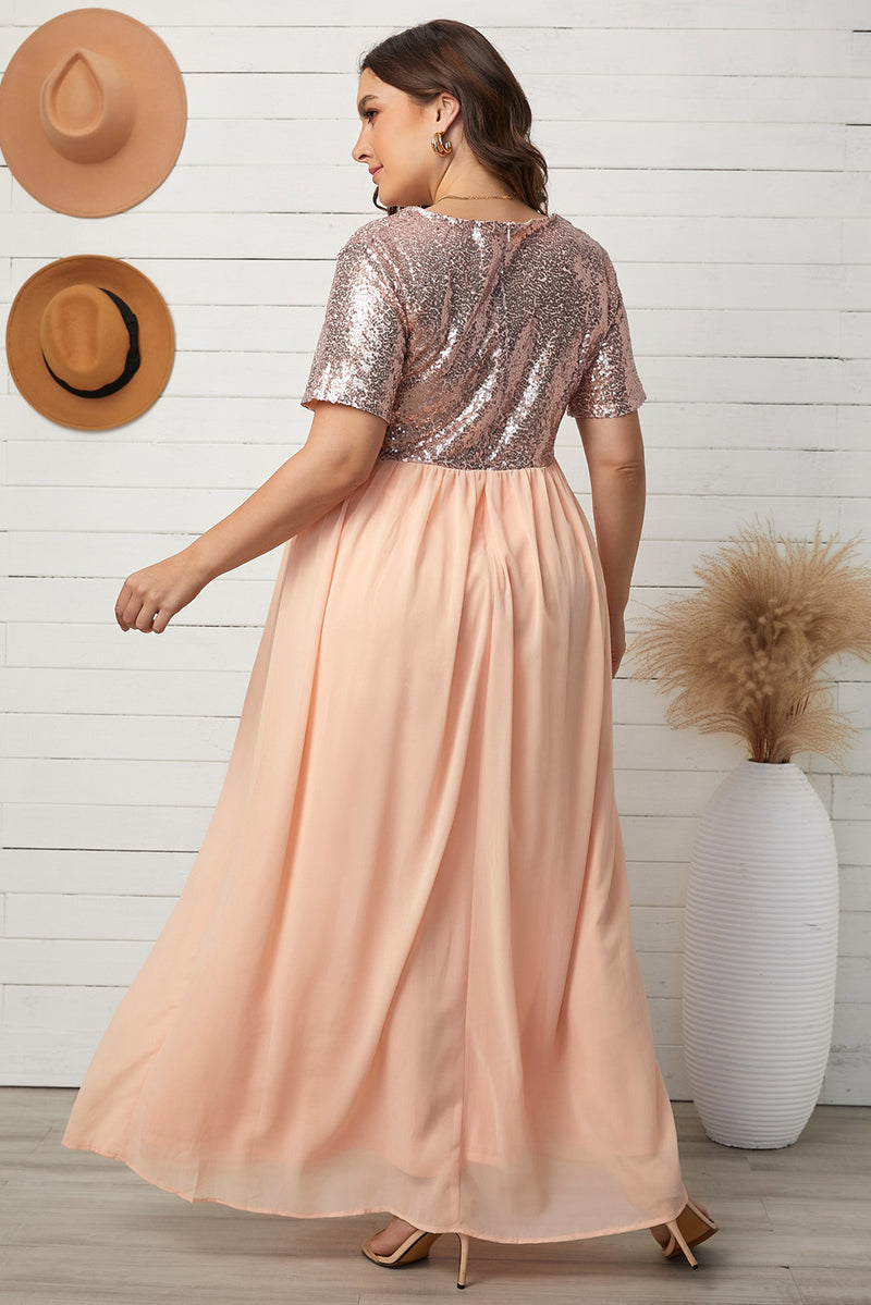 Elegant and Stylish: Plus Size Spliced Maxi Dress at Burkesgarb
