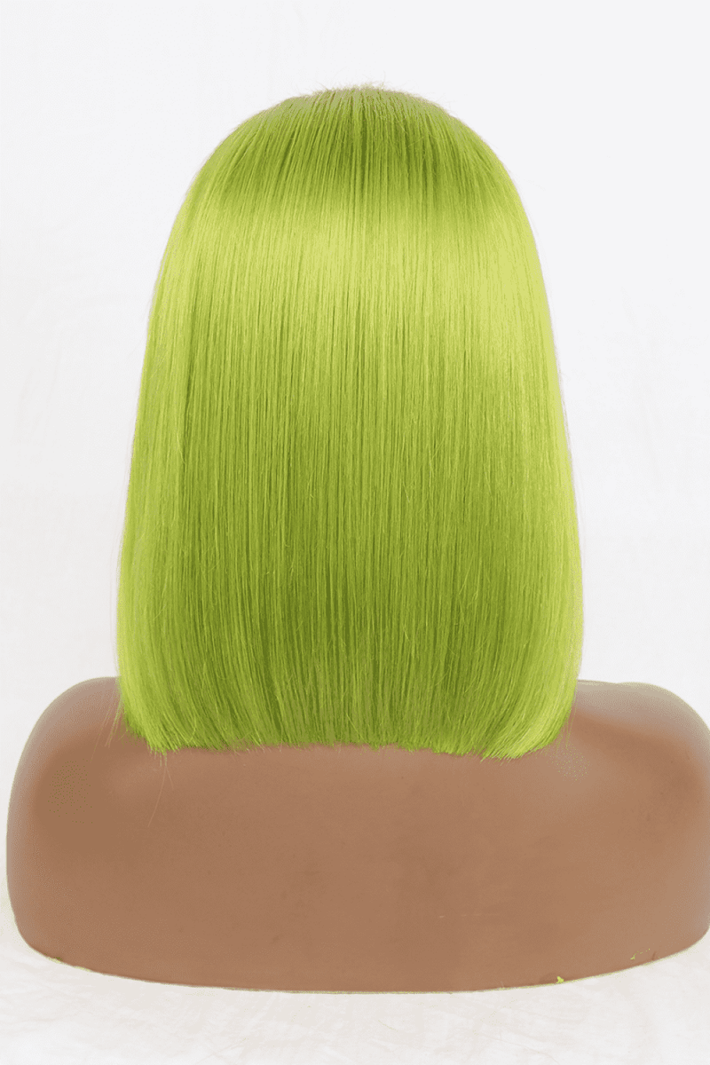 Stand out with Style: 12" 140g Lime Lace Front Wigs Human Hair, 150% Density