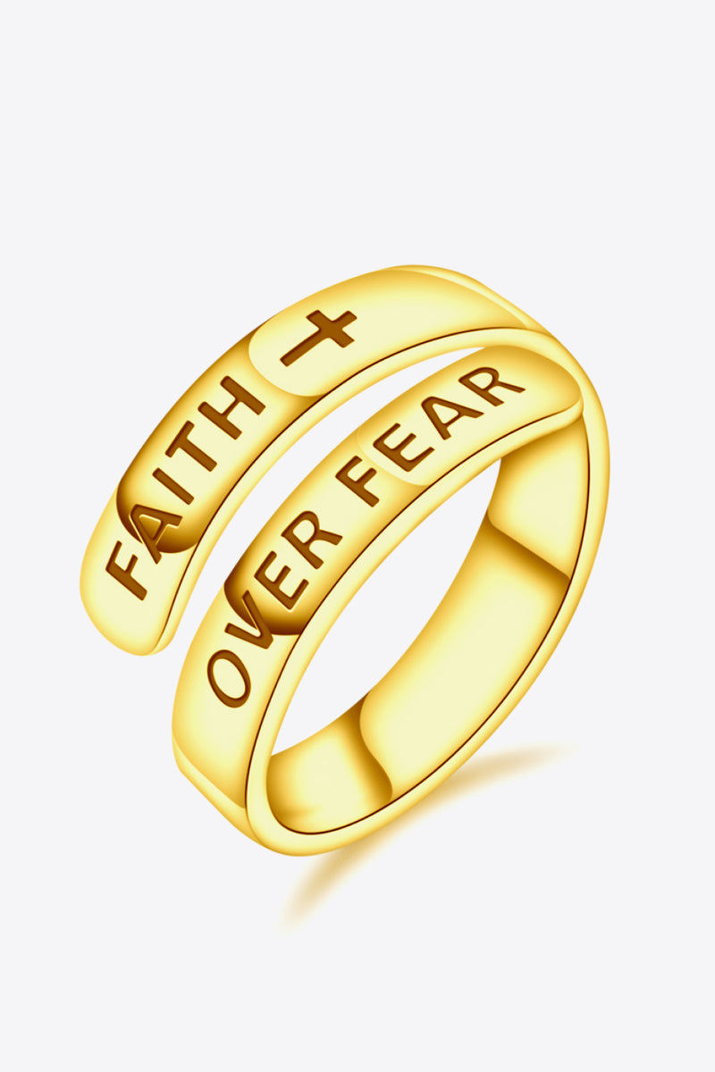 Embrace Strength and Faith with the Sterling Silver FAITH OVER FEAR Bypass Ring at Burkesgarb