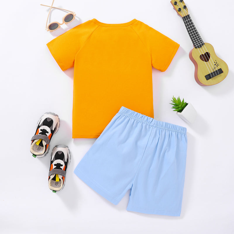 Playful Comfort: Kids Short Sleeve Tee and Shorts Set at Burkesgarb