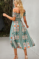 "Make a Statement with our Off-Shoulder Frill Trim Split Dress"