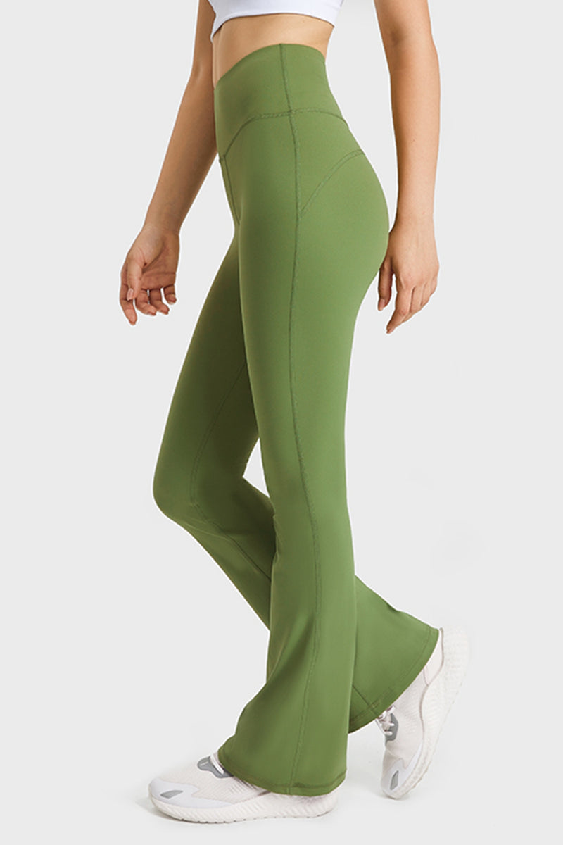 Stay Flexible and Stylish with Elastic Waist Flare Yoga Pants at Burkesgarb