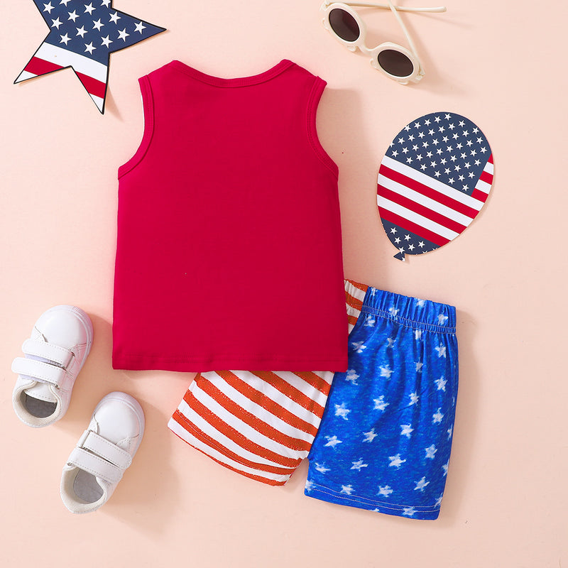 Kids USA Graphic Tank and Star and Stripe Shorts Set