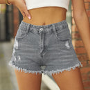 Effortlessly Chic: Raw Hem Distressed Denim Shorts at Burkesgarb