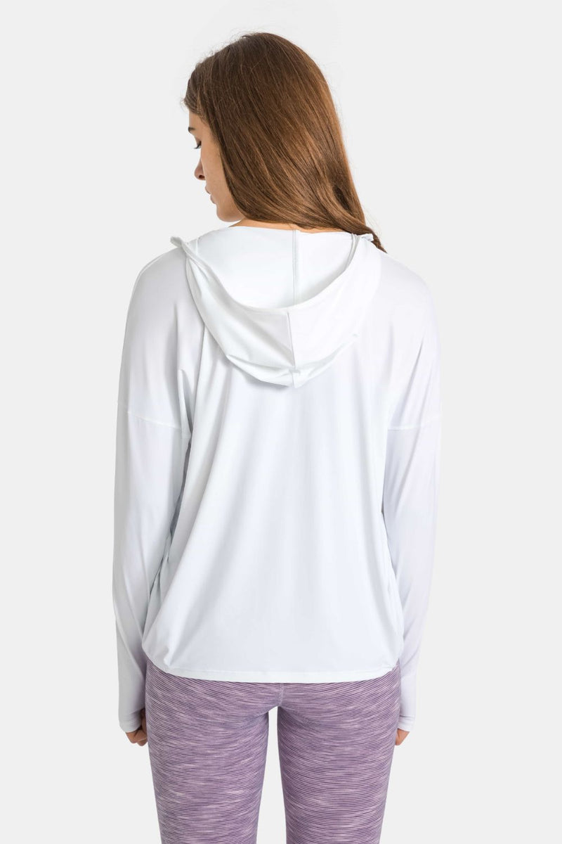 Stay Cozy and Stylish with the Zip Up Dropped Shoulder Hooded Sports Jacket at Burkesgarb