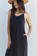 Elevate Your Style with the Ninexis Good Energy Full Size Cami Side Slit Maxi Dress in Black from Burkesgarb