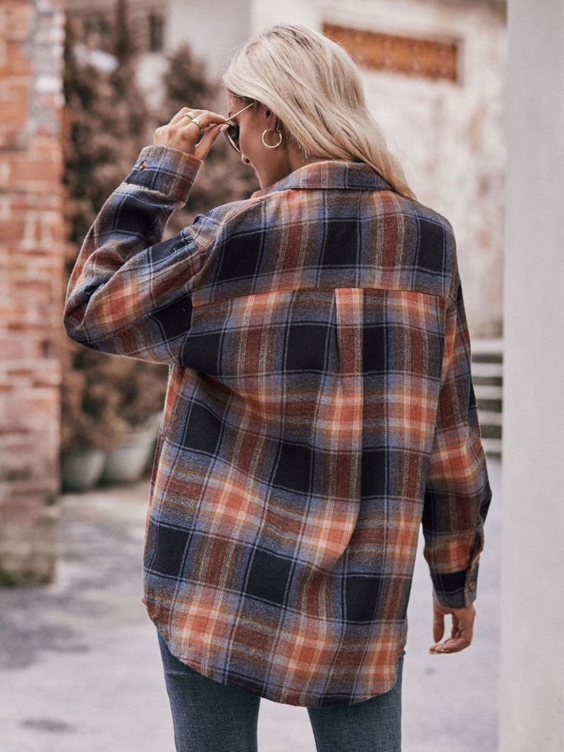 Effortlessly Stylish: Plaid Dropped Shoulder Longline Shirt at Burkesgarb