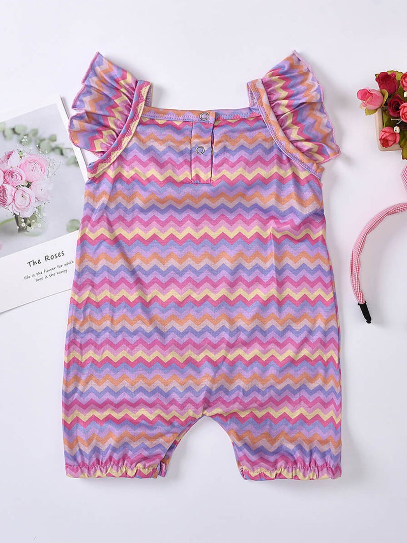 "Dress Your Baby Girl in Style with the Printed Bow Detail Square Neck Romper by Burkesgarb"