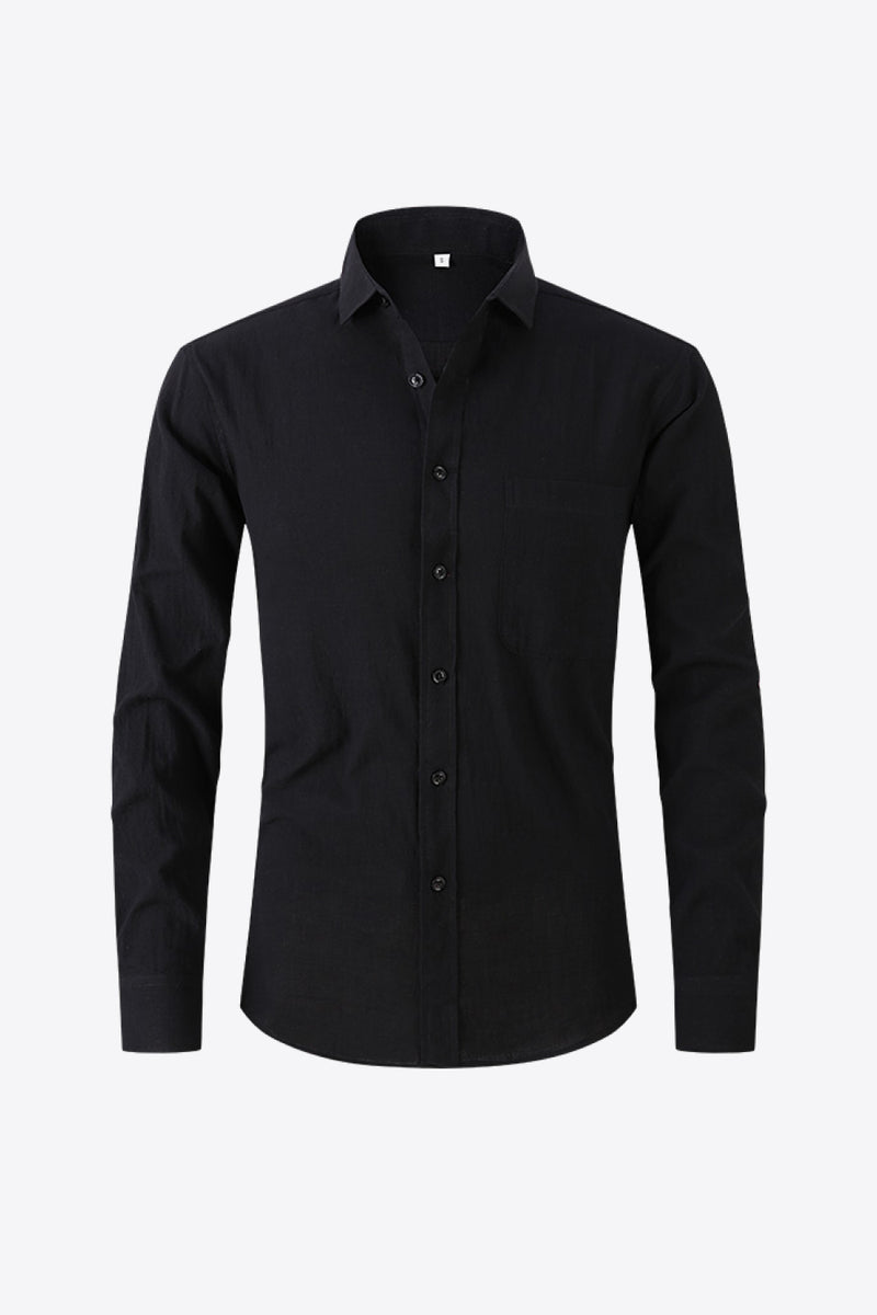 Classic Elegance and Timeless Style: Buttoned Long-Sleeve Collared Shirt