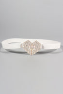 Sparkle and Style with the Rhinestone Heart Buckle Elastic Belt from Burkesgarb