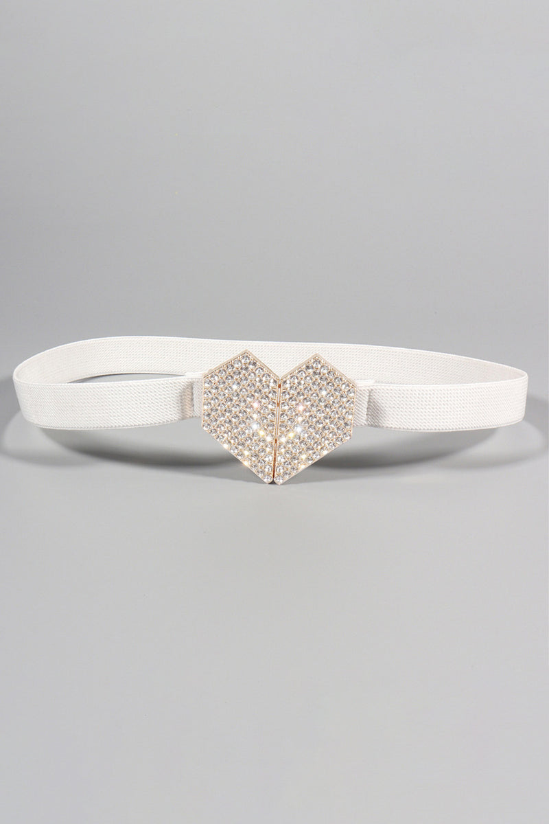 Sparkle and Style with the Rhinestone Heart Buckle Elastic Belt from Burkesgarb