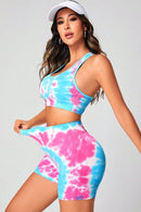 Stay Stylish and Active with the Tie-Dye Sports Bra and Shorts Set at Burkesgarb