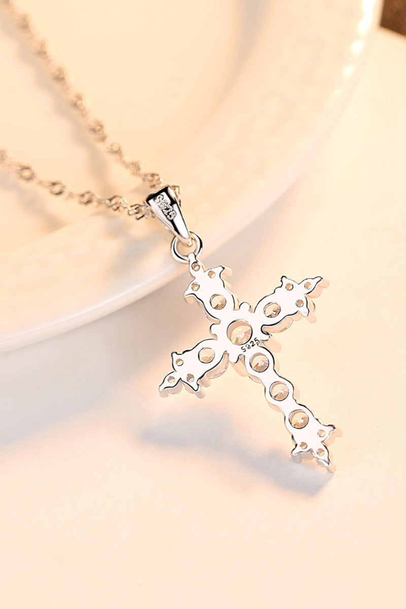 Divine Elegance: Zircon Cross Pendant 925 Sterling Silver Necklace by Burkesgarb