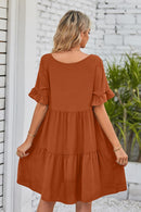 Flirty and Feminine: V-Neck Flounce Sleeve Tiered Dress at Burkesgarb