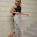"Stylish and Versatile: Drawstring Slit Denim Skirt by Burkesgarb | Trendy and Comfortable Women's Bottom"