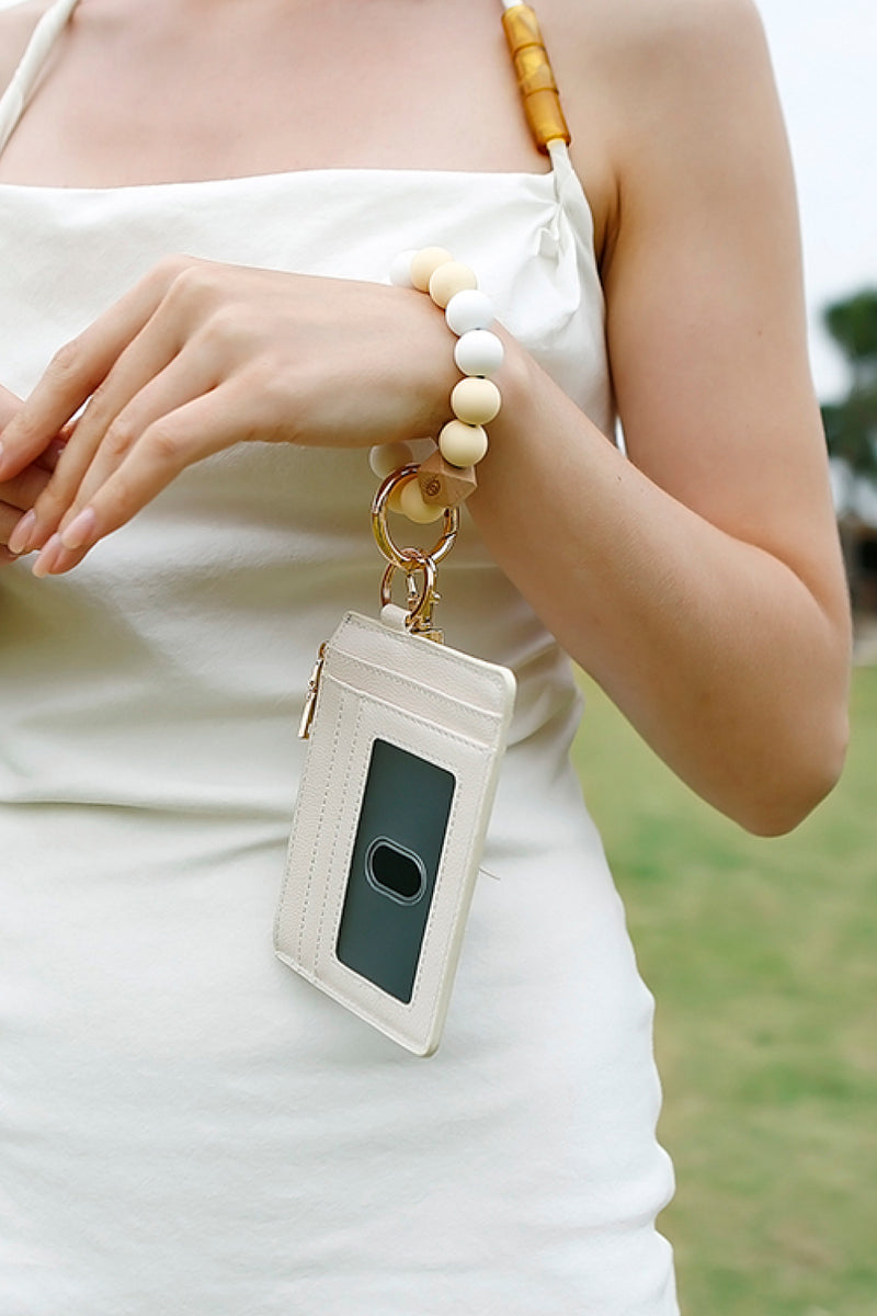 "Stay Stylish and Organized with the Beaded Bracelet Keychain with Wallet by Burkesgarb"