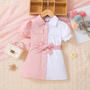 "Sophisticated and Stylish: Girls Two-Tone Dress Shirt by Burkesgarb | Chic and Versatile for Young Fashionistas"