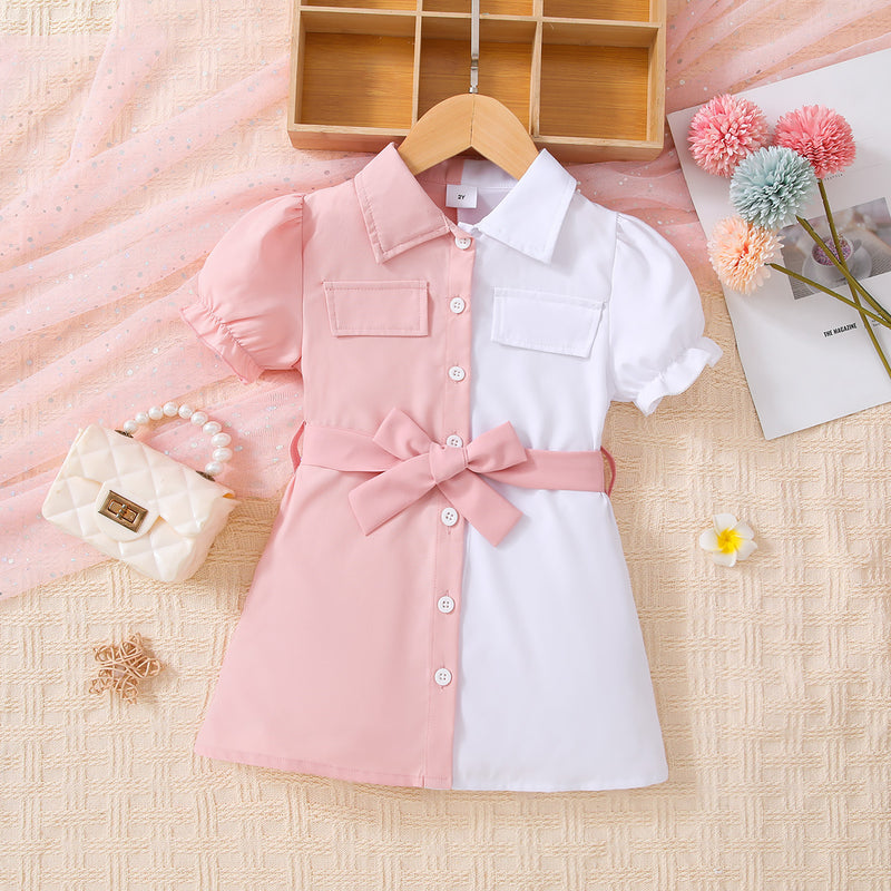 "Sophisticated and Stylish: Girls Two-Tone Dress Shirt by Burkesgarb | Chic and Versatile for Young Fashionistas"