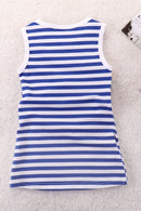 Vibrant and Playful: Girls Rainbow Design Striped Sleeveless Dress at Burkesgarb