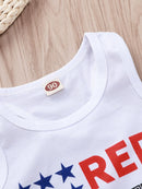 Celebrate in Style with Kids Graphic Tank and US Flag Shorts Set | Burkesgarb