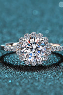 Sparkling Beauty: 1 Carat Moissanite Rhodium-Plated Halo Ring | Burkesgarb