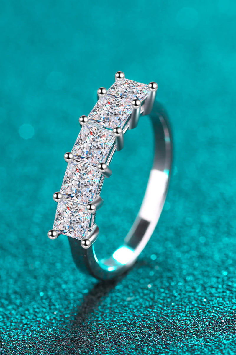 Radiant Brilliance: 2 Carat Moissanite Rhodium-Plated Ring at Burkesgarb