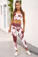 Vibrant and Stylish: Tie-dye Crop Top and Leggings Set at Burkesgarb