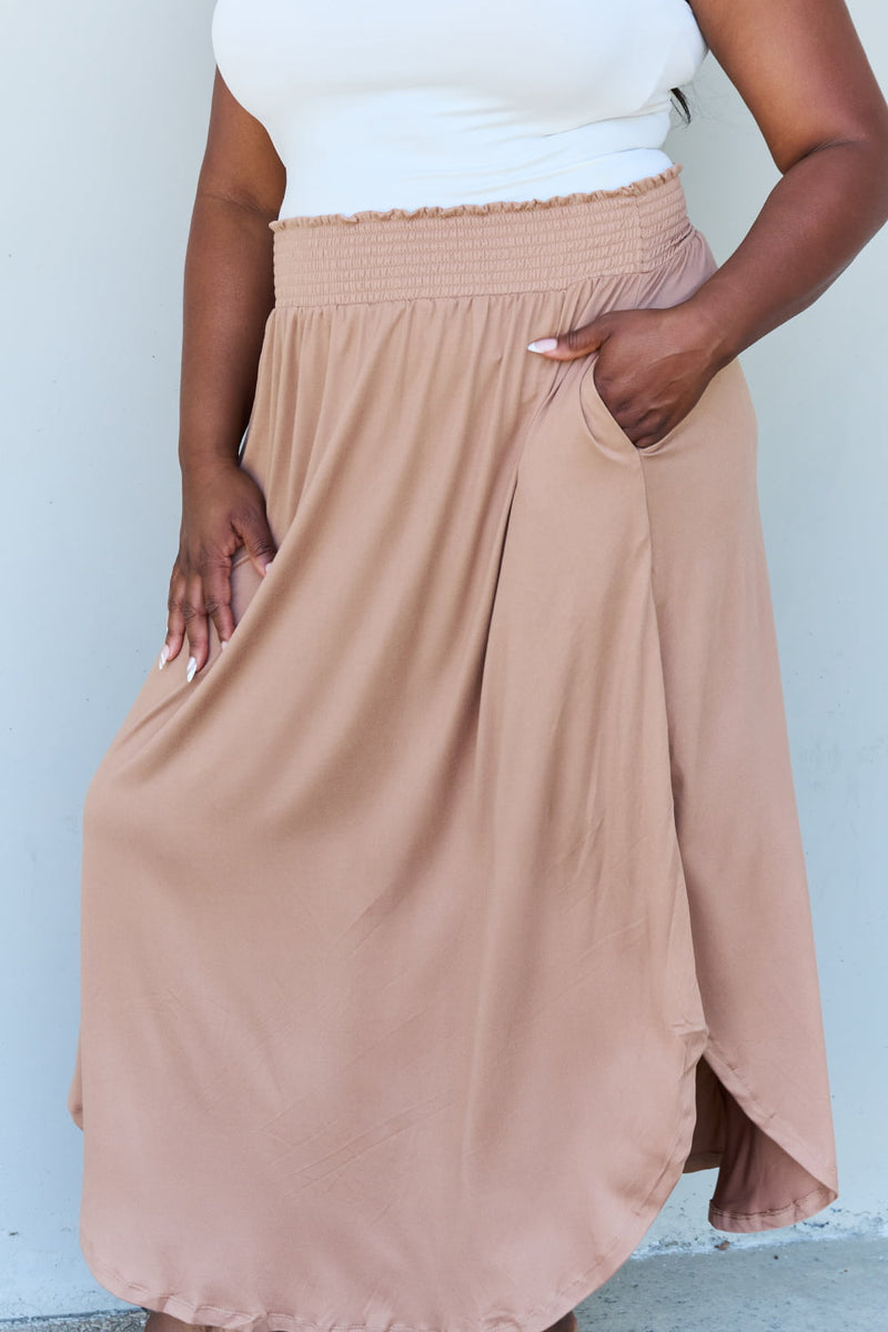 "Effortless Elegance: Tan Maxi Skirt by Burkesgarb | Stylish and Versatile Women's Bottom"