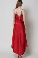 "Luxurious Comfort: Full Size Satin Night Dress at Burkesgarb