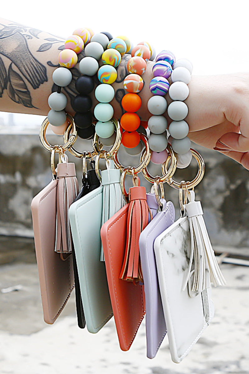 "Accessorize in Style with Beaded Tassel Keychain with Wallet by Burkesgarb"