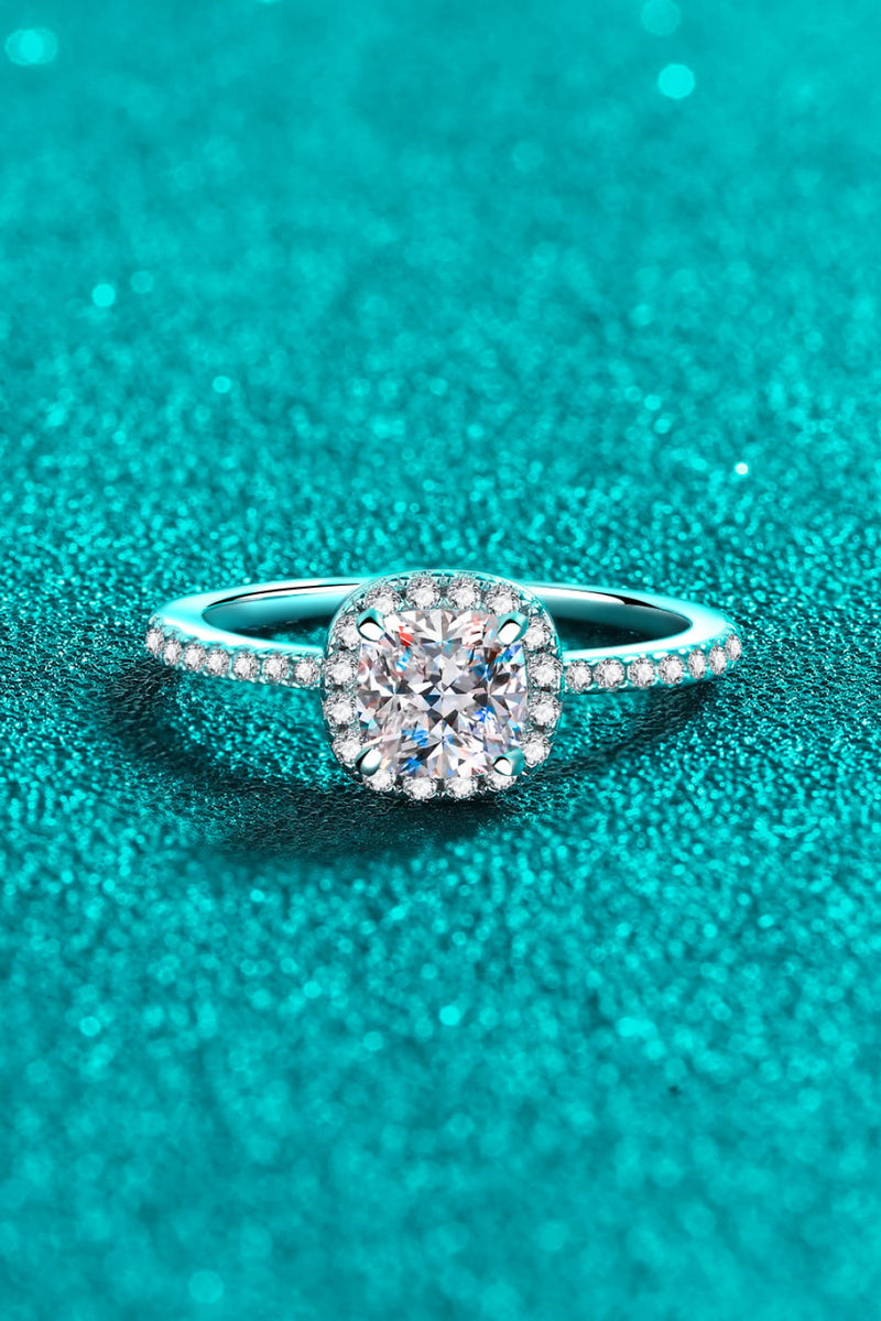 Elegant Brilliance: 1 Carat Moissanite 925 Sterling Silver Halo Ring at Burkesgarb