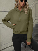 Stay Cozy and Chic with the Zip-Up Raglan Sleeve Hoodie with Pocket at Burkesgarb
